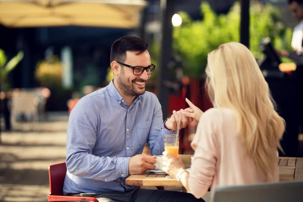 Adult sugar dating members getting to know each other over coffee