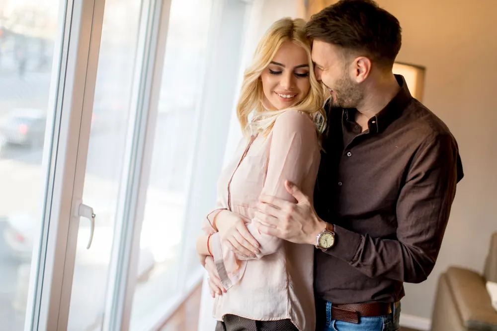 Adult couple reviewing trust and safety before sugar dating